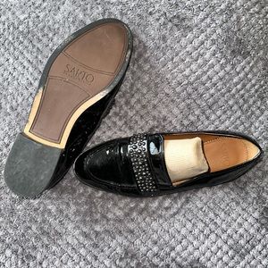 Sarto Franco Sarto Johanna black patent loafers with bead detail